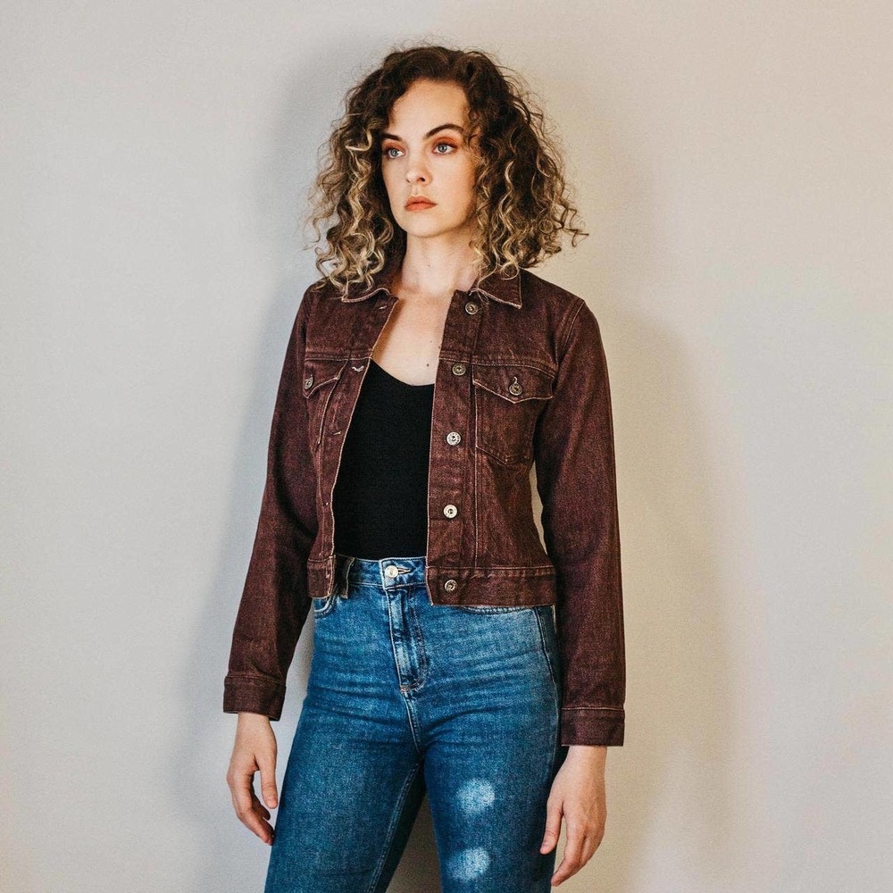 Club Monaco Burgundy Purple Denim Jacket